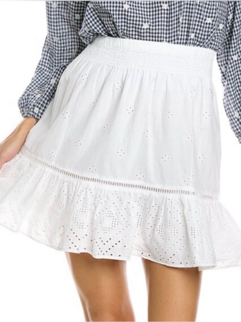MADEWELL Embroidered Eyelet Mini Skirt in Bright White Size XL